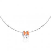 Hermes Cage d'H Necklace Orange in Lacquer With Gold